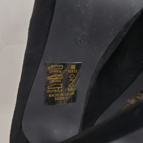 Size 8 Azalea Wang Black Point Toe Sling Back Pumps With Clear Trim Detail - Picture 7 of 9